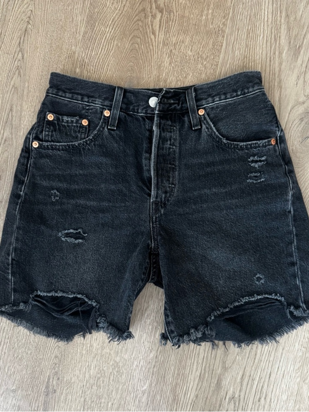 Levi's Black Washed Denim Shorts